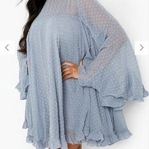 Plus Dobby Mesh Pleated Detail Smock Dress